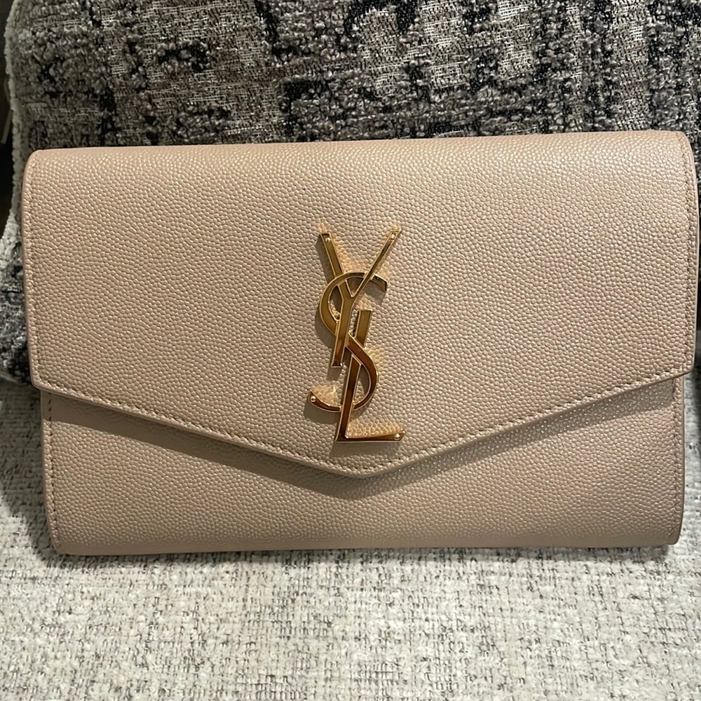 SAINT LAURENT -Uptown envelope leather clutch bag